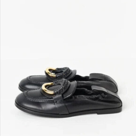 See by Chloe Hana Loafers Black Leather Ring Detail Flat Sz 41, 9.5 NEW $425 - Picture 6 of 10